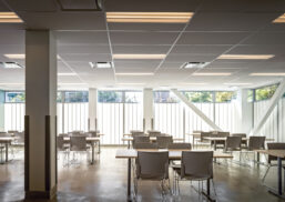 Modern multi-story building called Argus Community featuring large windows highlighting innovative architectural design and energy-efficient translucent glazing solutions by Kalwall.