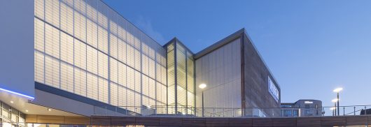 Exterior shot of Odeon Theatre in Bournemouth, United Kingdom, featuring a backlit Kalwall facade