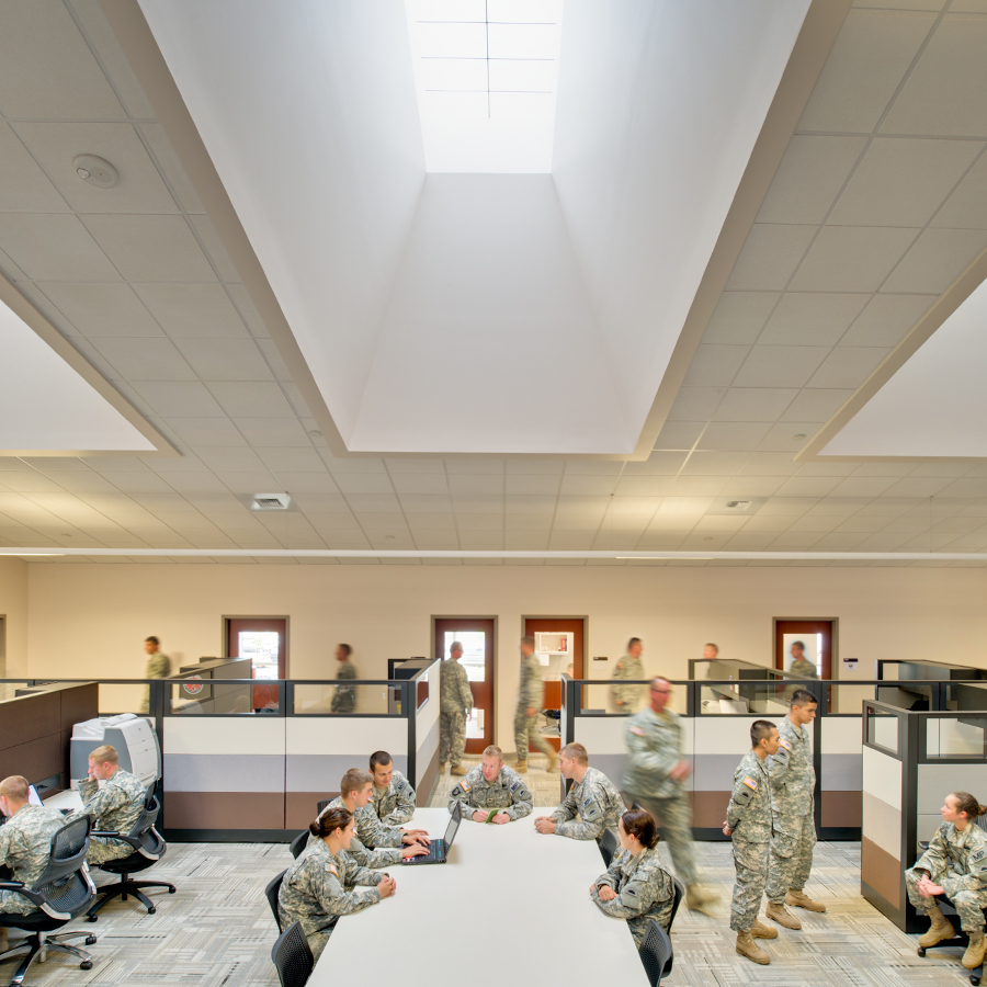 S-line commercial skylights from Kalwall featured in a military building application