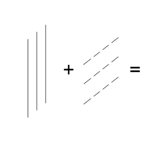 Graphic representation of structural grid cores, with three solid vertical lines and three dashed horizontal lines