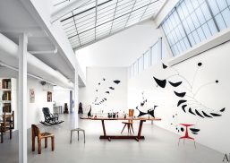 Calder Foundation interior featuring Kalwall skyroof® and Kalwall wall panel sections above metal art