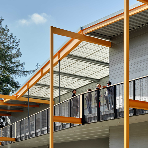 Redwood Day School in Oakland, California featuring a Kalwall canopy that protects outdoor walkway from the elements