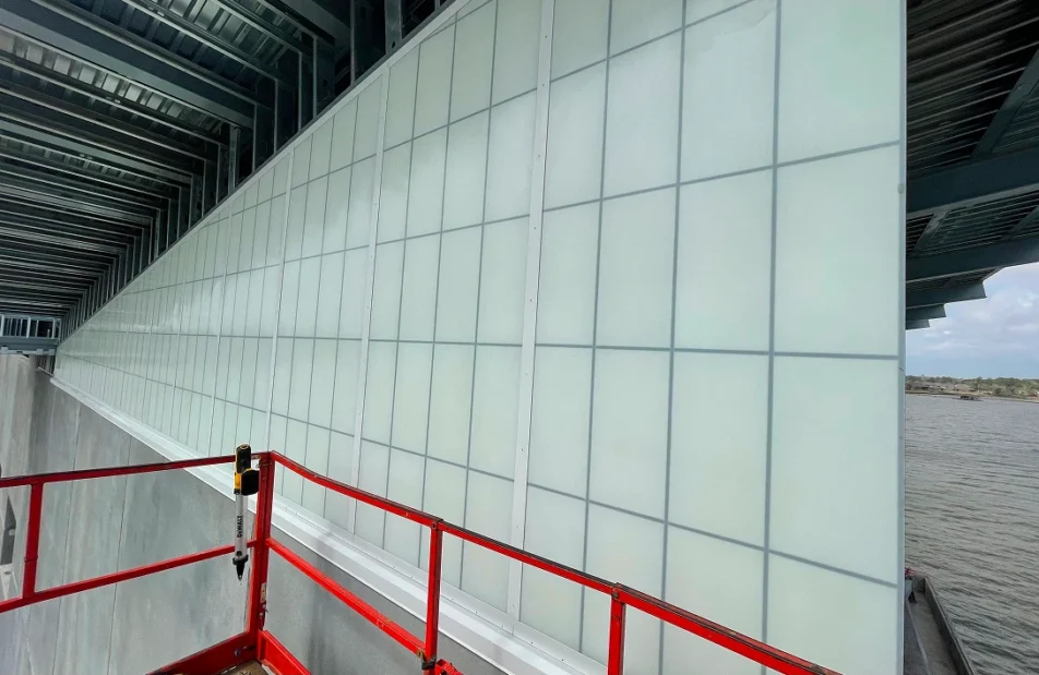 Image of a Kalwall hurricane-rated wall installation