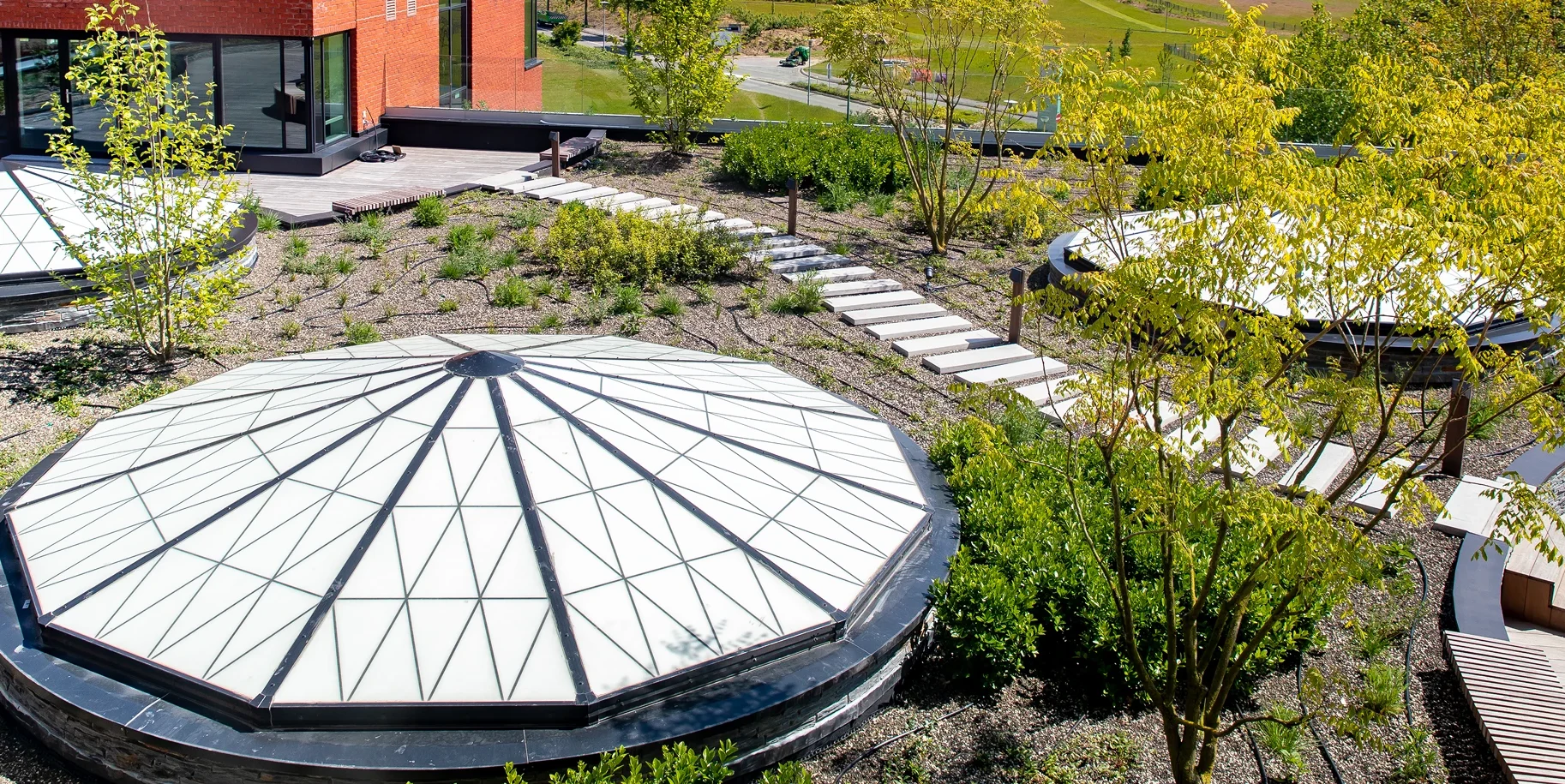 Image of a Kalwall Factory Mutual Certified Roof System | FM 4471 on a green roof