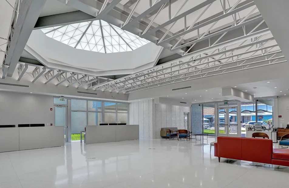 Interior image of a Kalwall Hurricane-Rated Roof Assembly in Florida, USA